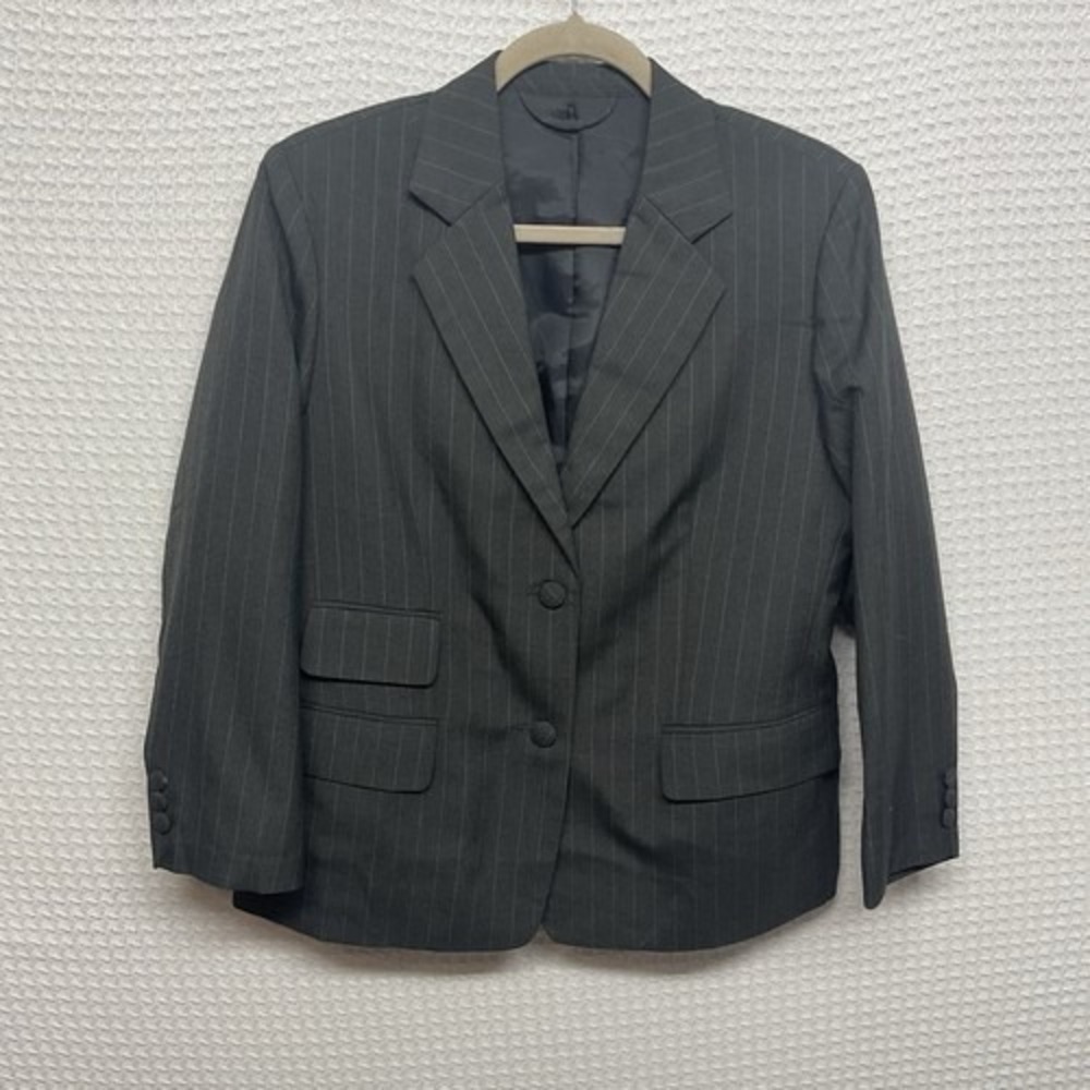 VTG Giorgio Armani Gray 2 Button Double Breasted Blazer Jacket Women 12 Medium